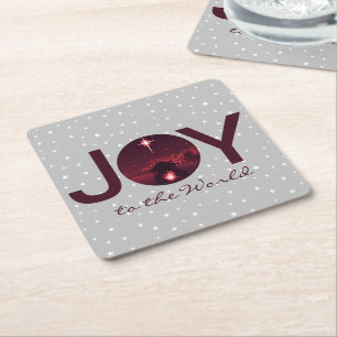 Porta-copo De Papel Quadrado Natividade de Joy to the World