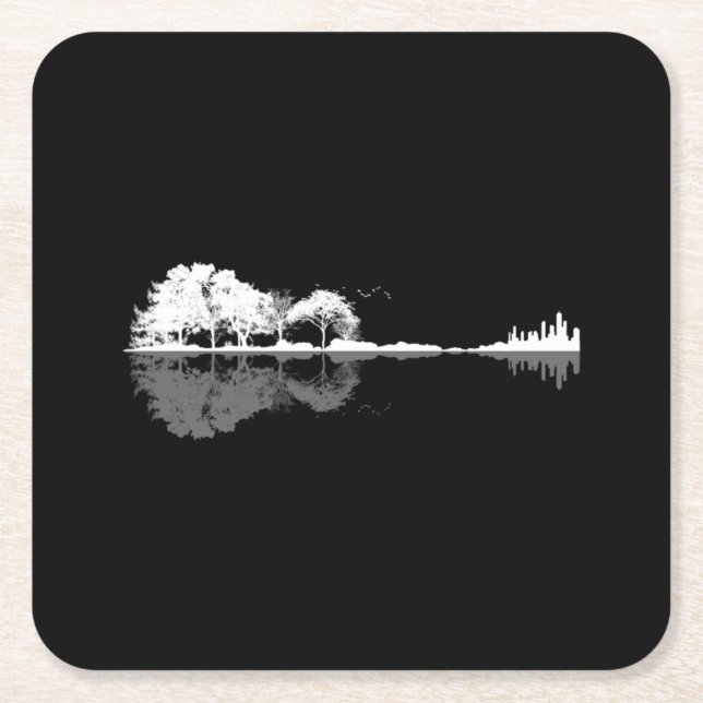 Porta-copo De Papel Quadrado Nature Guitar (Frente)