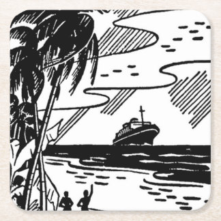 Porta-copo De Papel Quadrado Navio de cruzeiro retrô