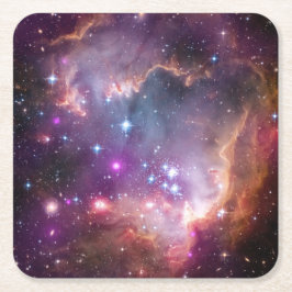 Porta-copo De Papel Quadrado Nebulosas Roxas Galácticas do Espaço Exterior