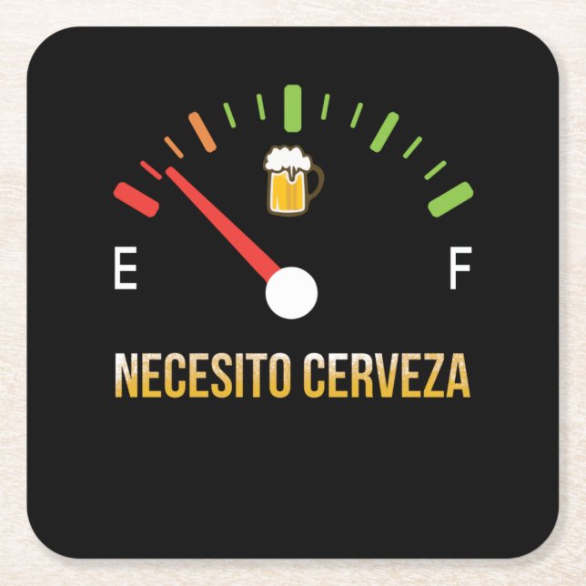 Porta-copo De Papel Quadrado Necesito Cerveza Preciso de cerveja em espanhol (Frente)