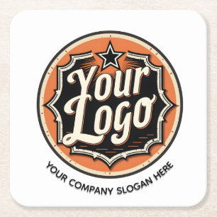 Porta-copo De Papel Quadrado Negócio Simples de Logotipo e Texto Personalizado