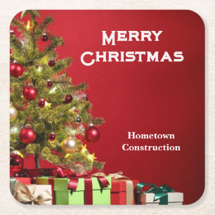 Porta-copo De Papel Quadrado Negócios de Natal Promocional Personalizar Texto 6