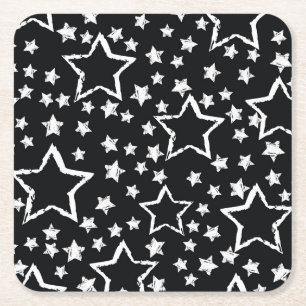 Porta-copo De Papel Quadrado Negras, estrelas brancas: granizo urbano.