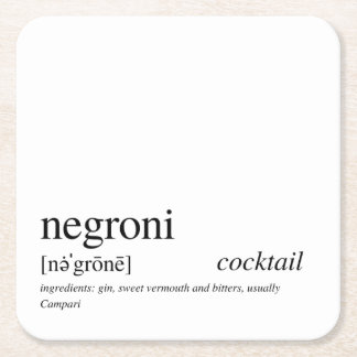 Porta-copo De Papel Quadrado Negroni Modern Black Typografia Paper Porta copos