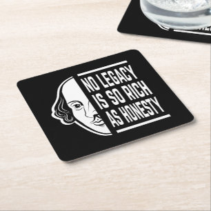 Porta-copo De Papel Quadrado Nenhum Legado É Tão Rico Que Shakespeare Cita Thes
