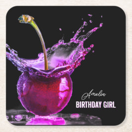 Porta-copo De Papel Quadrado Neon Cherry Personalizado