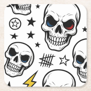 Porta-copo De Papel Quadrado Neon Skull Storm (Tempestade Negra)