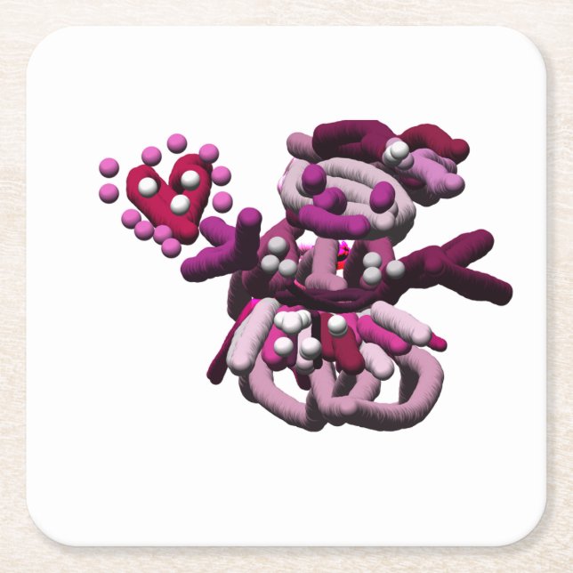 Porta-copo De Papel Quadrado Neve de festa rosa (Frente)