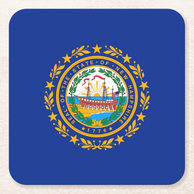 Porta-copo De Papel Quadrado New Hampshire State Flag Design (Frente)