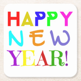 Porta-copo De Papel Quadrado New Year Paper Coasters Set