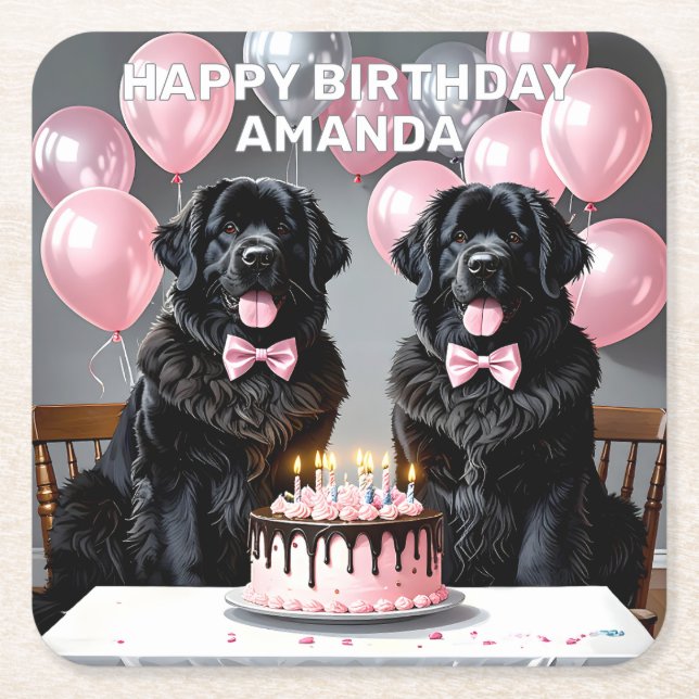 Porta-copo De Papel Quadrado Newland Dog Birthday (Frente)