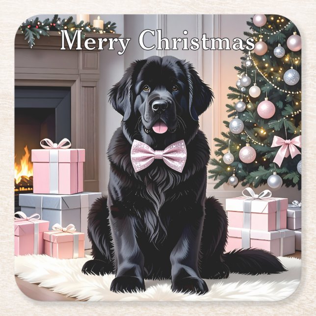 Porta-copo De Papel Quadrado Newland Dog Christmas (Frente)