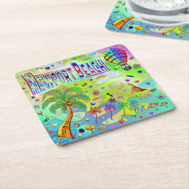 Porta-copo De Papel Quadrado Newport Beach Melodia Atemporal Coaster (Inclinado)