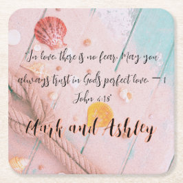 Porta-copo De Papel Quadrado "No amor, não há medo. Você sempre confia