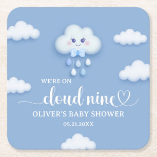 Porta-copo De Papel Quadrado No Cloud Nine Modern Blue Boy Chá de fraldas