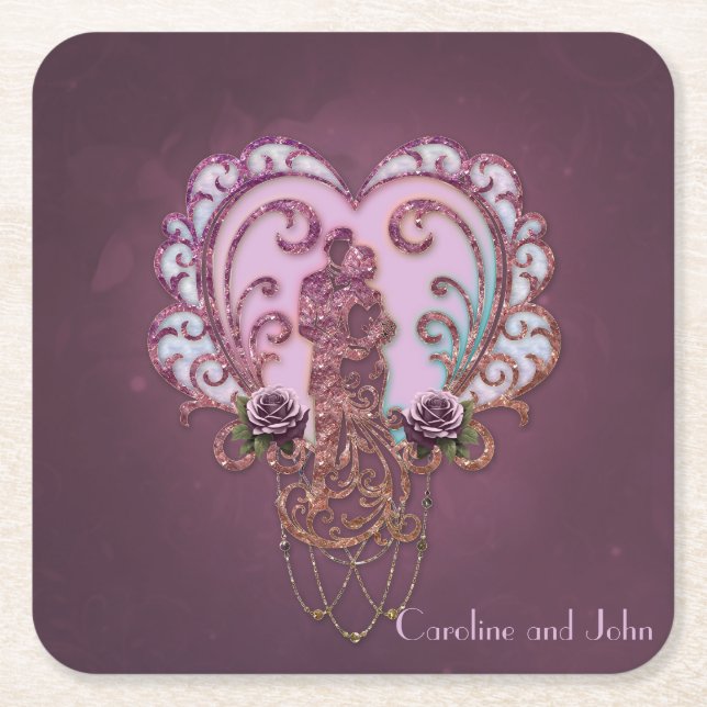 Porta-copo De Papel Quadrado No Embrião do Coração. (Frente)