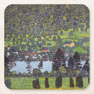 Porta-copo De Papel Quadrado No Lago Atter, Gustav Klimt