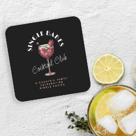 Porta-copo De Papel Quadrado Noite de Garotas Bebês Solteiras Rosa Cocktail