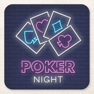 Porta-copo De Papel Quadrado Noite de Neon Poker Simulada Muito Legal e Colorid