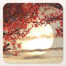 Noite quente sob a árvore vermelha - Arte Digital