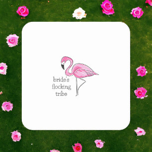 Porta-copo De Papel Quadrado Noiva Flamingo e sua Tropa de Solteiras