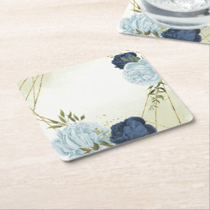 Porta-copo De Papel Quadrado noiva flores azuis dusty casamento