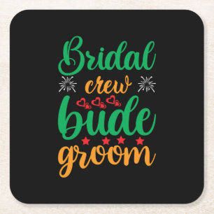 Porta-copo De Papel Quadrado Noivo da Equipe da Noiva de Casamento
