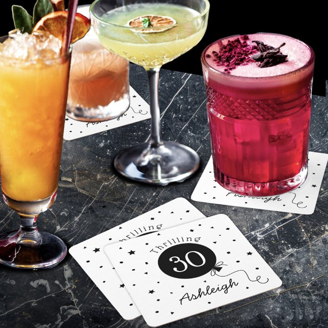 Porta-copo De Papel Quadrado Nome Aniversário de Aniversário (Criador carregado)