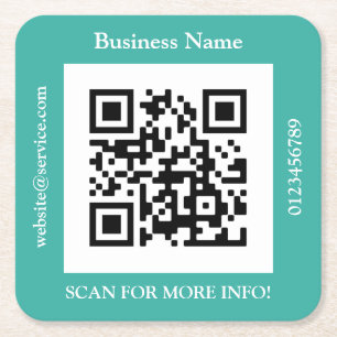 Porta-copo De Papel Quadrado Nome Comercial Código QR, Promoção de Site, Verde-