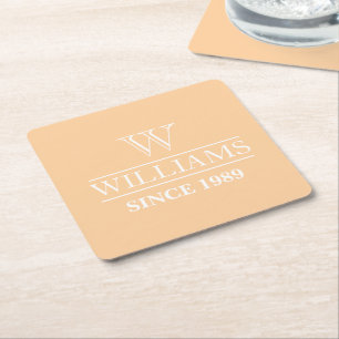 PORTA-COPO DE PAPEL QUADRADO NOME DA FAMÍLIA PERSONALIZADO SIMPLES MODERNO ELEG
