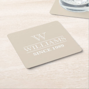 PORTA-COPO DE PAPEL QUADRADO NOME DA FAMÍLIA PERSONALIZADO SIMPLES MODERNO ELEG