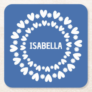 Porta-copo De Papel Quadrado Nome Das Flores E Corações