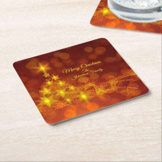 Porta-copo De Papel Quadrado Nome de Alteração da Árvore de Estrelas Douradas d