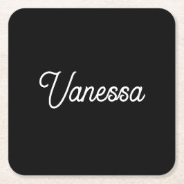 Porta-copo De Papel Quadrado Nome de escrita manual profissional preto