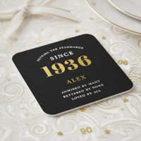 Nome do 90º Aniversário Ano 1936 Preto Dourado Per