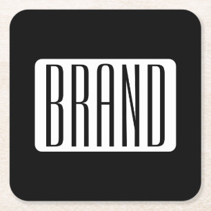 Porta-copo De Papel Quadrado Nome moderno ou nome de marca editável para negóci