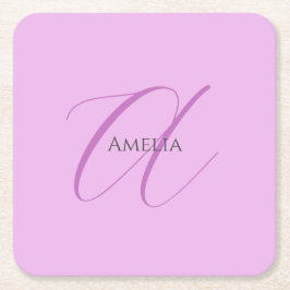 Porta-copo De Papel Quadrado Nome Monograma - Letra Inicial Orchid & Lilac