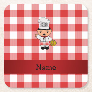 Porta-copo De Papel Quadrado Nome personalizado cozinheiros brancos de chef ita
