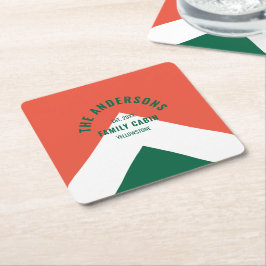 Porta-copo De Papel Quadrado Nome Personalizado da Cabina da Família Retroativa