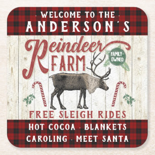 Porta-copo De Papel Quadrado Nome Personalizado Do Farmhouse Da Fazenda Rustic 