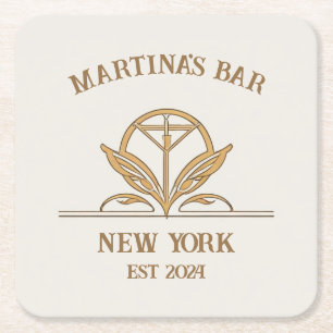Porta-copo De Papel Quadrado Nome personalizado do logotipo Martini do Bar pers