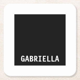 Porta-copo De Papel Quadrado Nome personalizado mínimo profissional branco pret