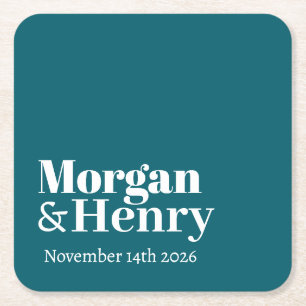 Porta-copo De Papel Quadrado Nome Personalizado Simples Moderno Mínimo