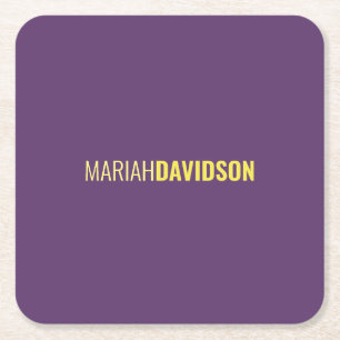 Porta-copo De Papel Quadrado Nome profissional mínimo Indigo & Amarelo