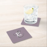 Porta-copo De Papel Quadrado Nome único do Na moda e Monograma Tipografia Roxo<br><div class="desc">É tudo sobre você com esta bela porta copos de papel. Ele tem uma elegante representação na moda do seu nome e monograma com sorifes clássicos e uma tipografia de script mais ornamentado em uma simetria equilibrada. Os três elementos se combinam com uma sofisticada harmonia e criam seu próprio logotipo...</div>