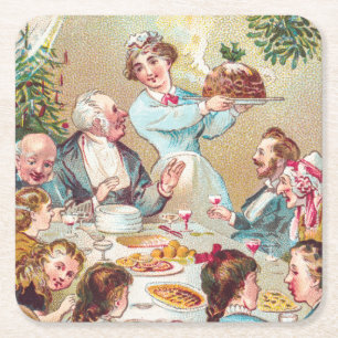Porta-copo De Papel Quadrado Nós Todos Desejamos um Feliz Natal - Cartão Antigo