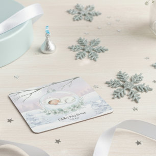 Porta-copo De Papel Quadrado Nosso Pequeno Snowbaby está a caminho Bebidas de I