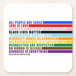 Porta-copo De Papel Quadrado Nossos Valores São Portas copos