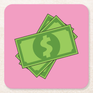 Porta-copo De Papel Quadrado Notas de Dinheiro do Cartoon